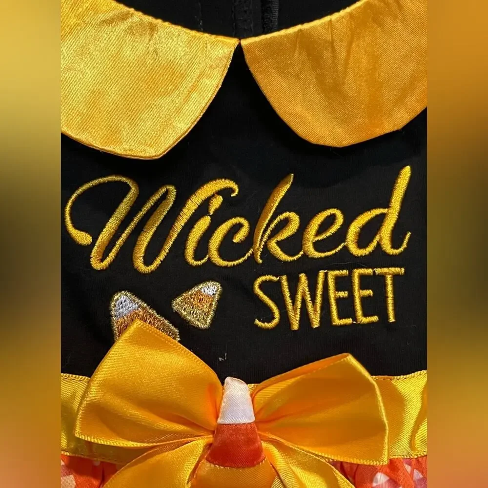 Bootique Wicked Sweet candy corn dog dress, size small